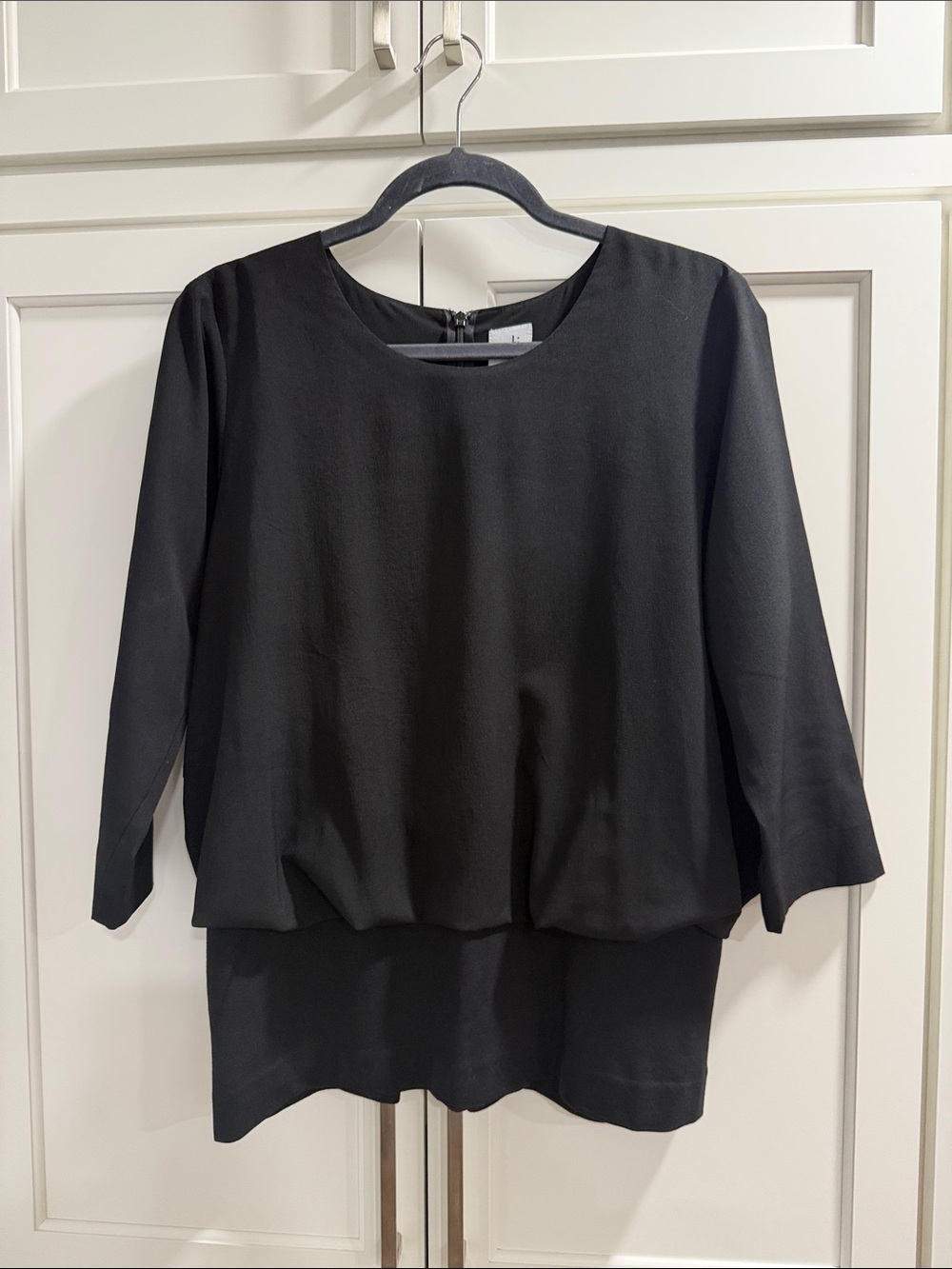 CAbi Black Layered Round-Neck Blouse